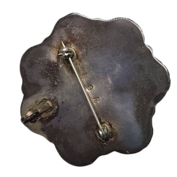 Handcrafted by Wilson & Carolyn Niiha Zuni Silver Gemstone Mosaic Inlay flower - Picture 2 of 6